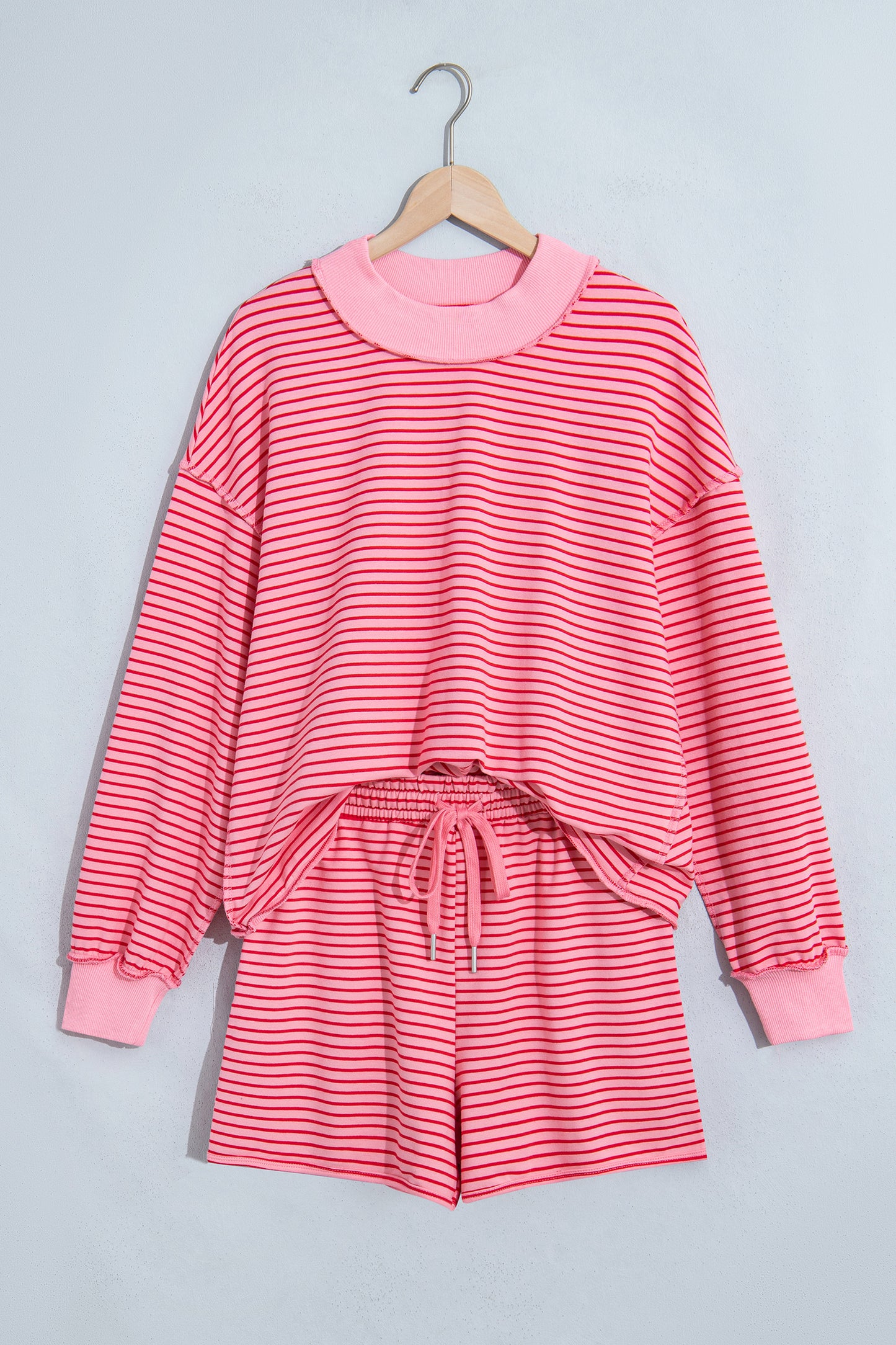 MockNeck Pullover Matching Shorts Set