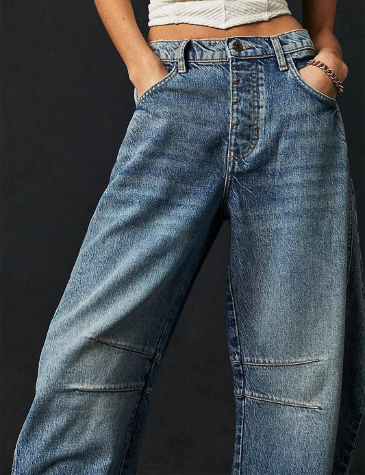 Barrel Babe Mid Rise Wide Leg Jeans