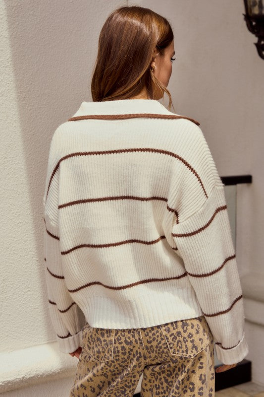 Luxe Relaxed Striped Knit Sweater