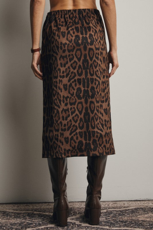 Run Wild Leopard Midi Skirt