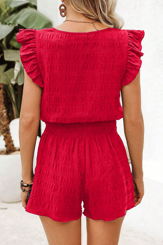Shirred High Waist Shorts Set