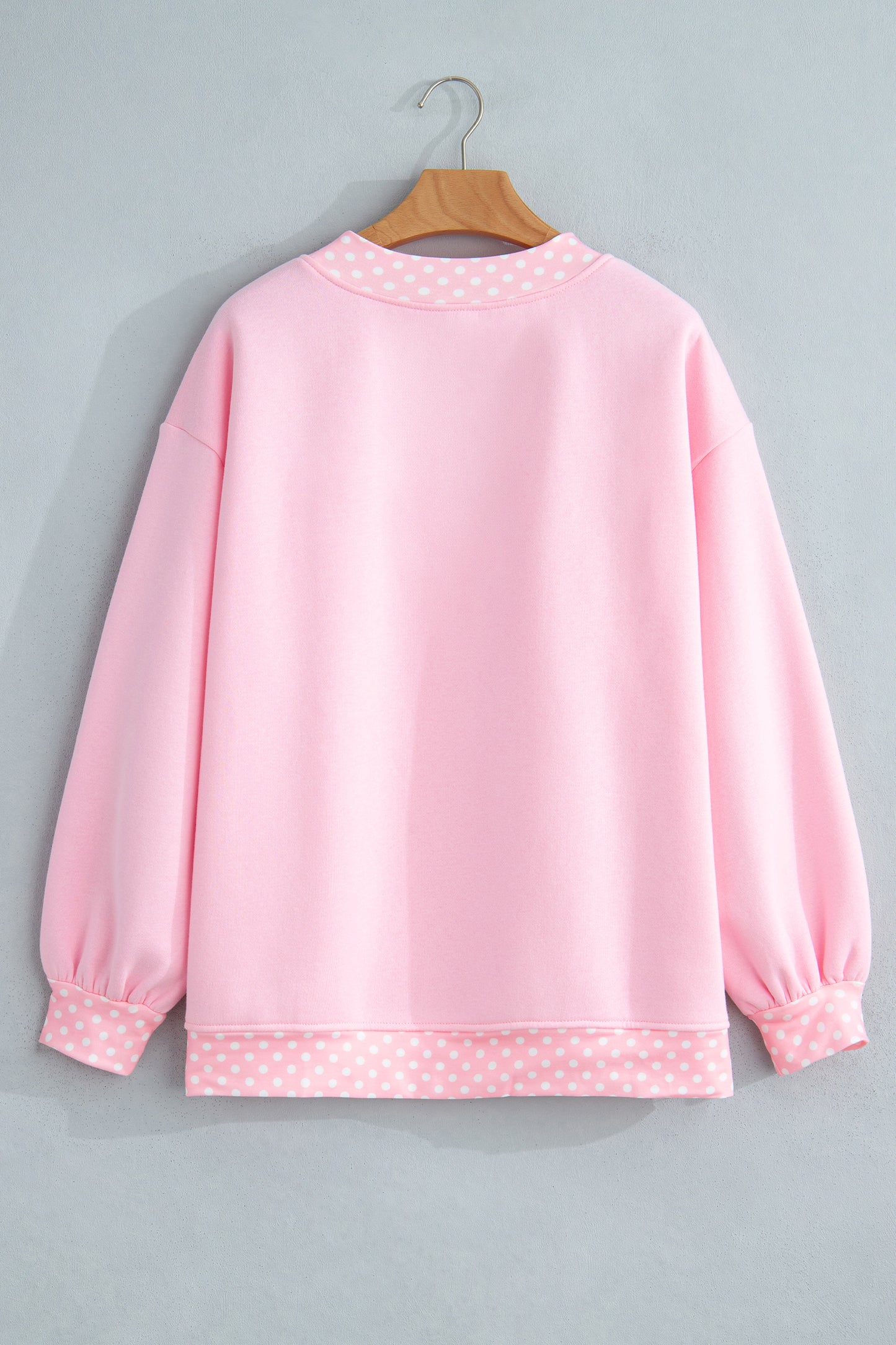 Colorblock Polka Dot Contrast Trim Oversized Sweatshirt