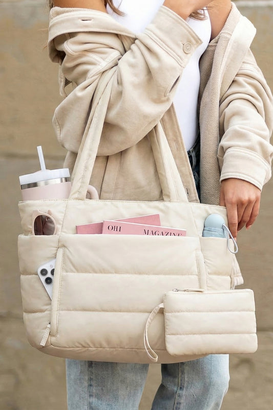 Puffy Quilted Large Tote Bag