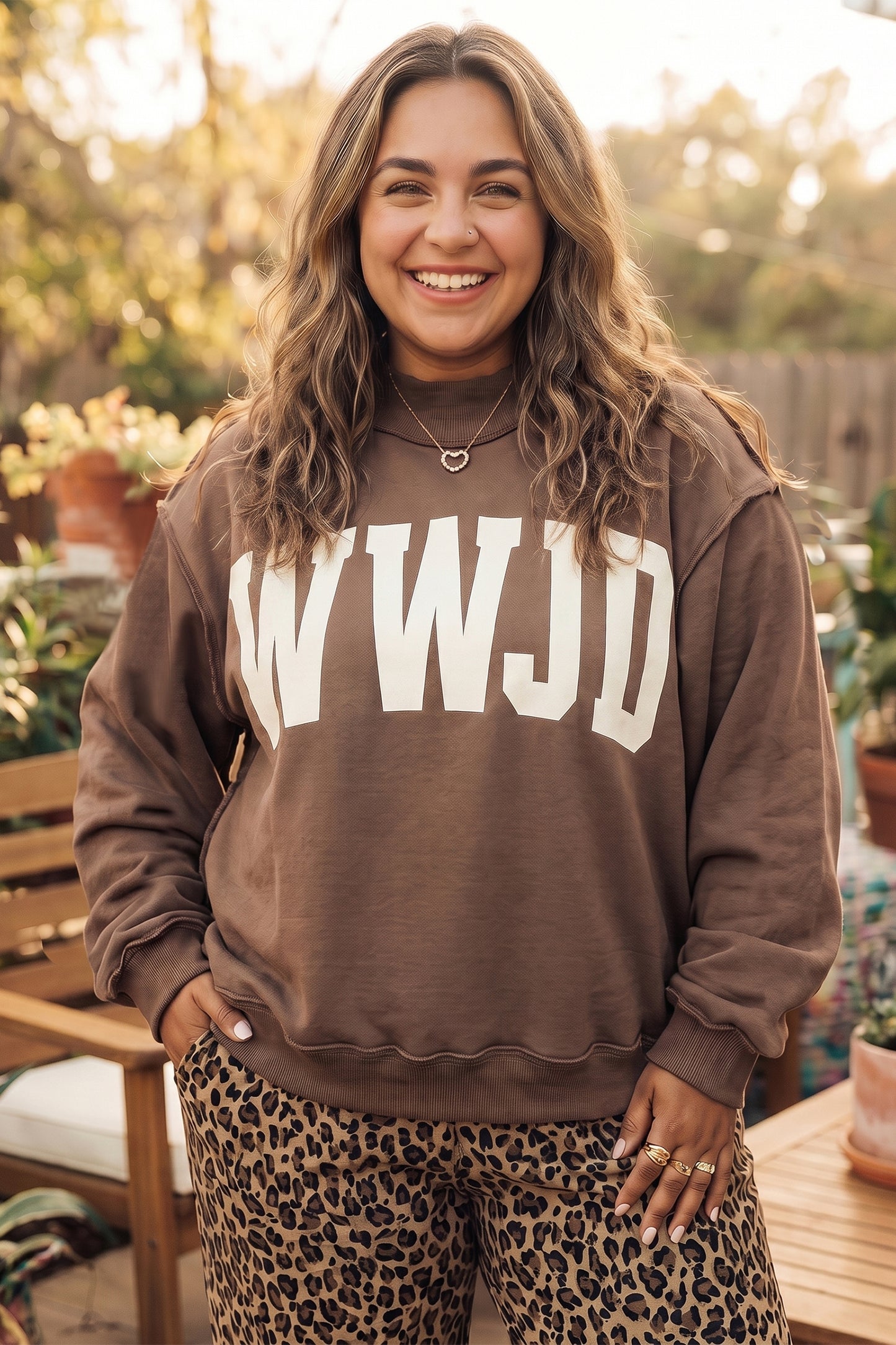 Coffee Letter Print Plus Size Mockneck Sweatshirt