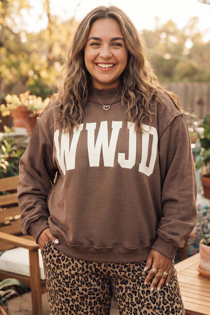 Coffee Letter Print Plus Size Mockneck Sweatshirt
