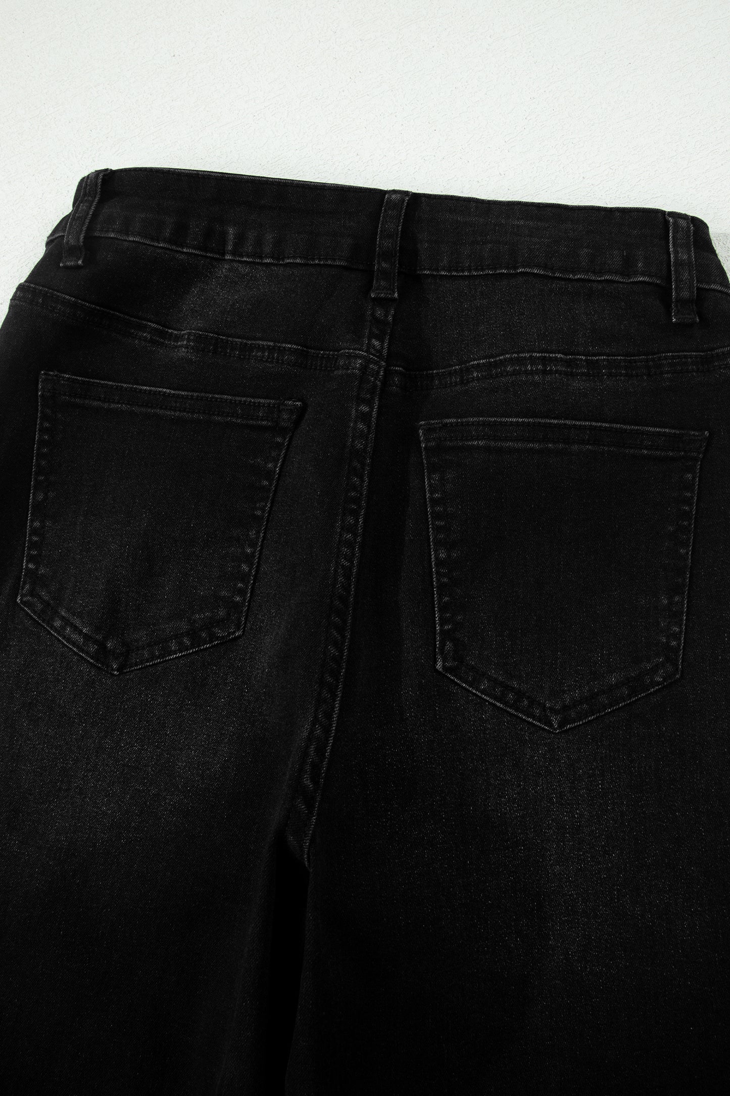 Black Frayed Cropped Straight Jeans