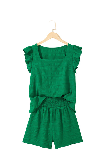 Shirred High Waist Shorts Set