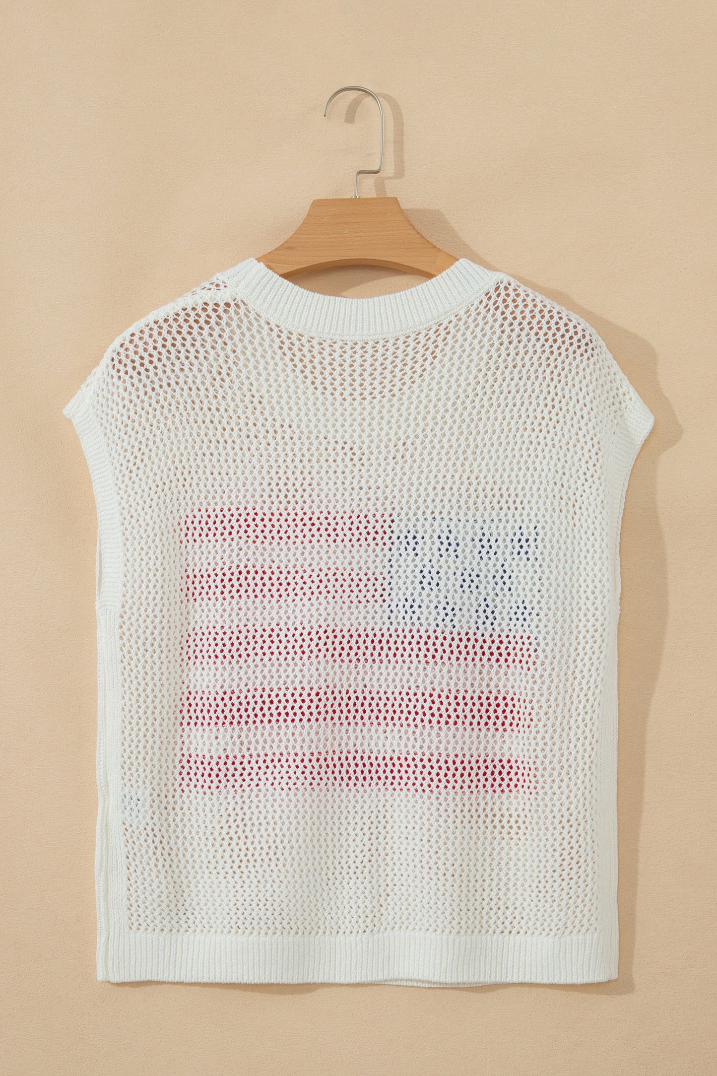 Sky Blue Flag Graphic Short Sleeve Sweater Top