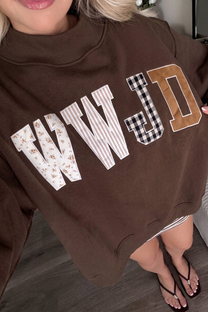 WWJD Mixed Pattern Embroidered Patch