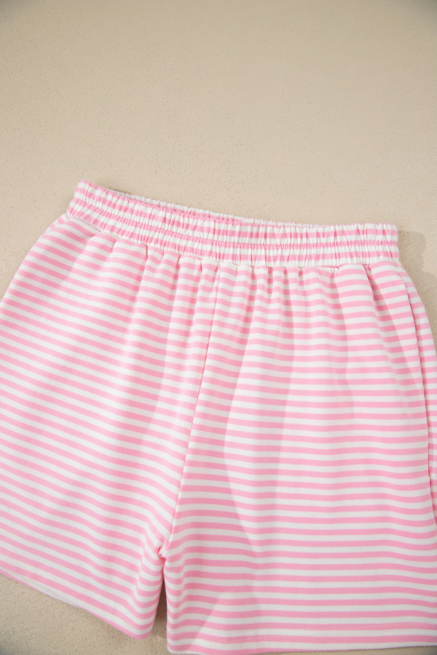 Sky Blue Stripe Oversize Mock Neck Sweatshirt and Shorts Set