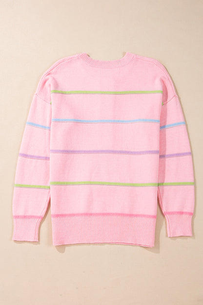 Pink Rainbow Stripes Sweater