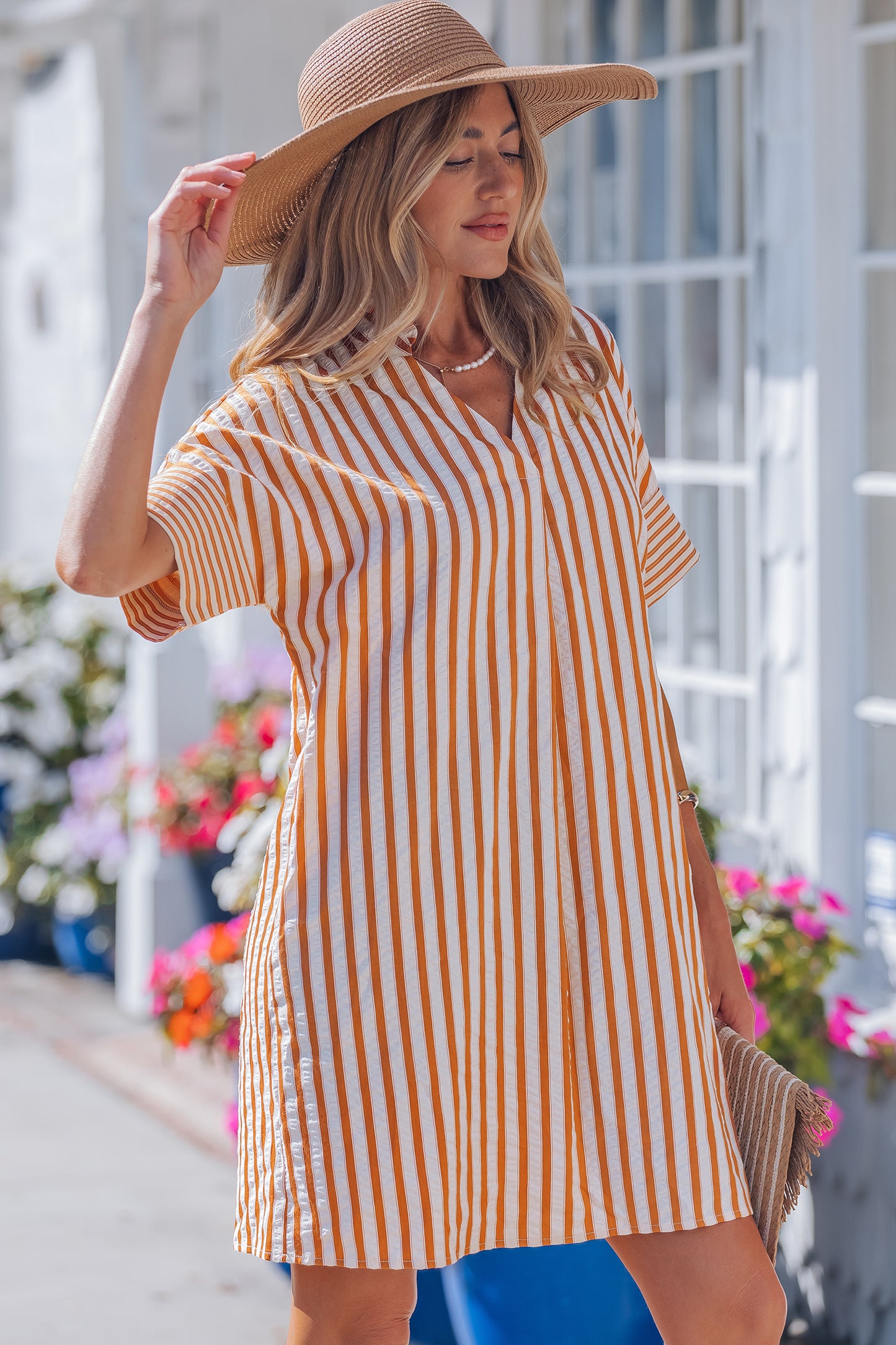 Brown Stripe Mini Dress