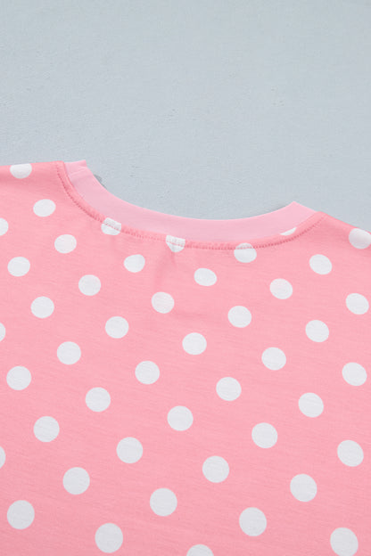Polka Dot Oversized Top Drawstring Short Set