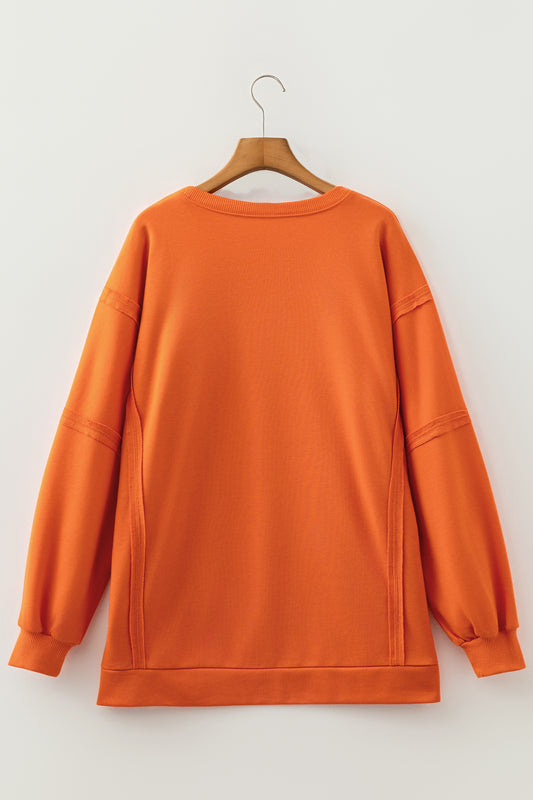 Halloween Witchy Plaid Slogan Embroidered Patch Tunic Sweatshirt
