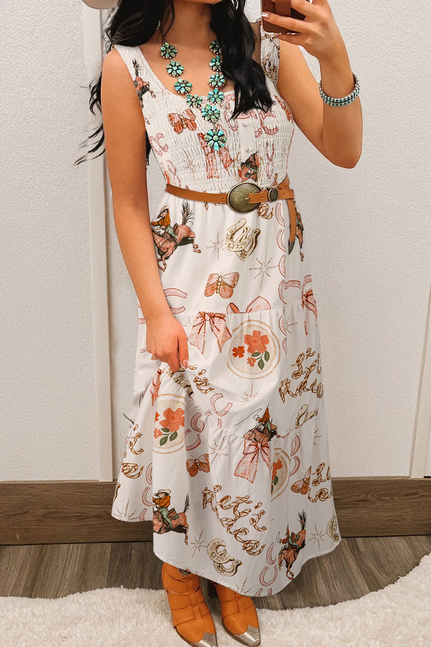 Western Horseshoe Midi Dress