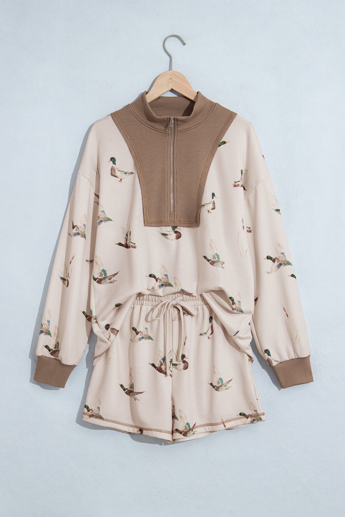 Mallard Print Zip Pullover and Shorts Set