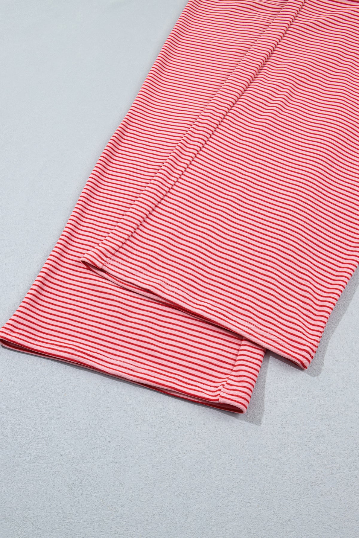 Pink Striped Drop Shoulder Long Sleeve Pant Set
