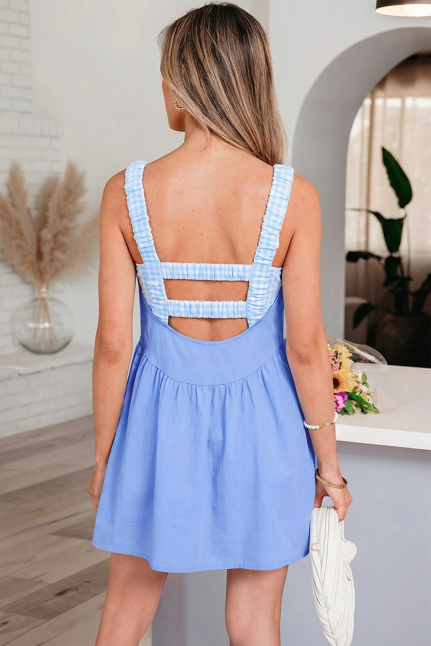 Gingham Loose Mini Dress