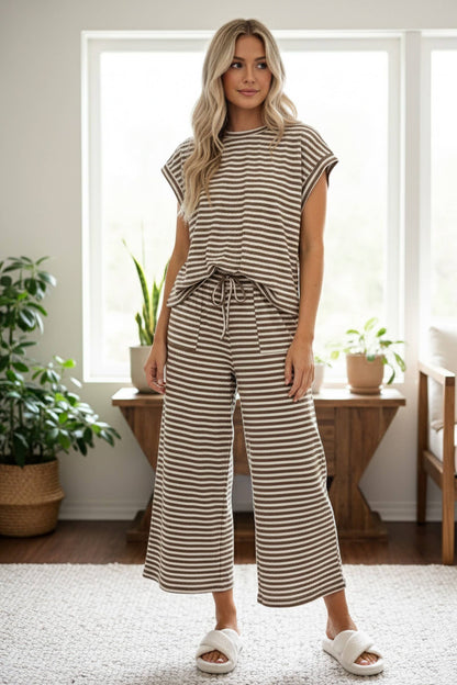 Striped Rib Top and Pants Lounge
