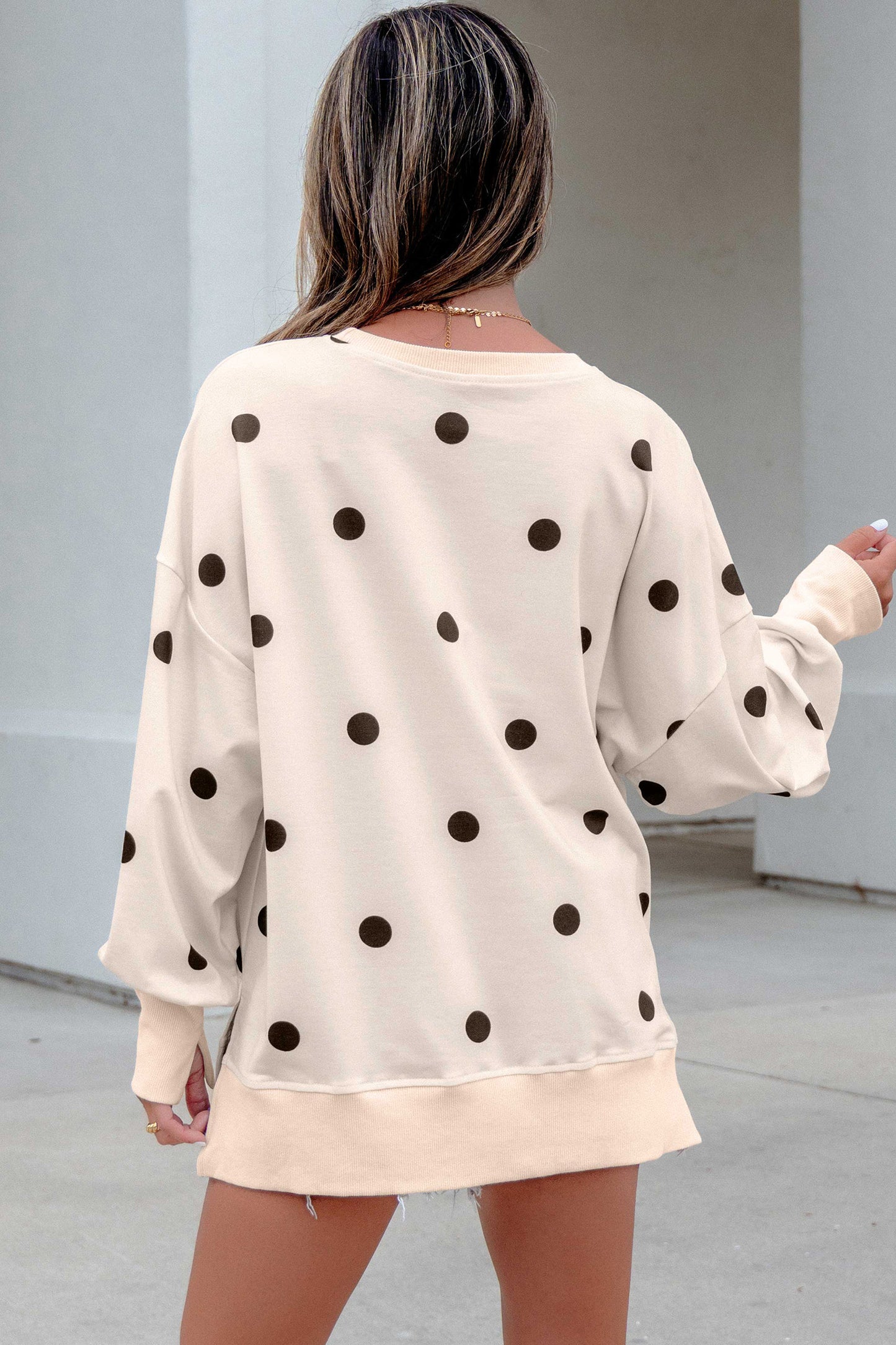 Loose Long Sleeve Split Hem Pullover Top