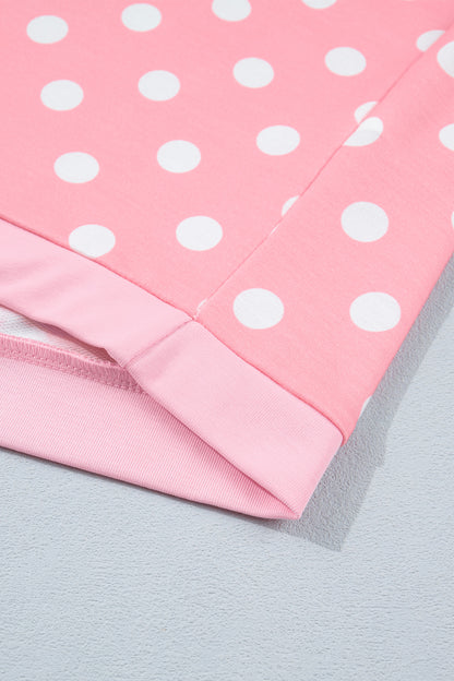 Polka Dot Oversized Top Drawstring Short Set
