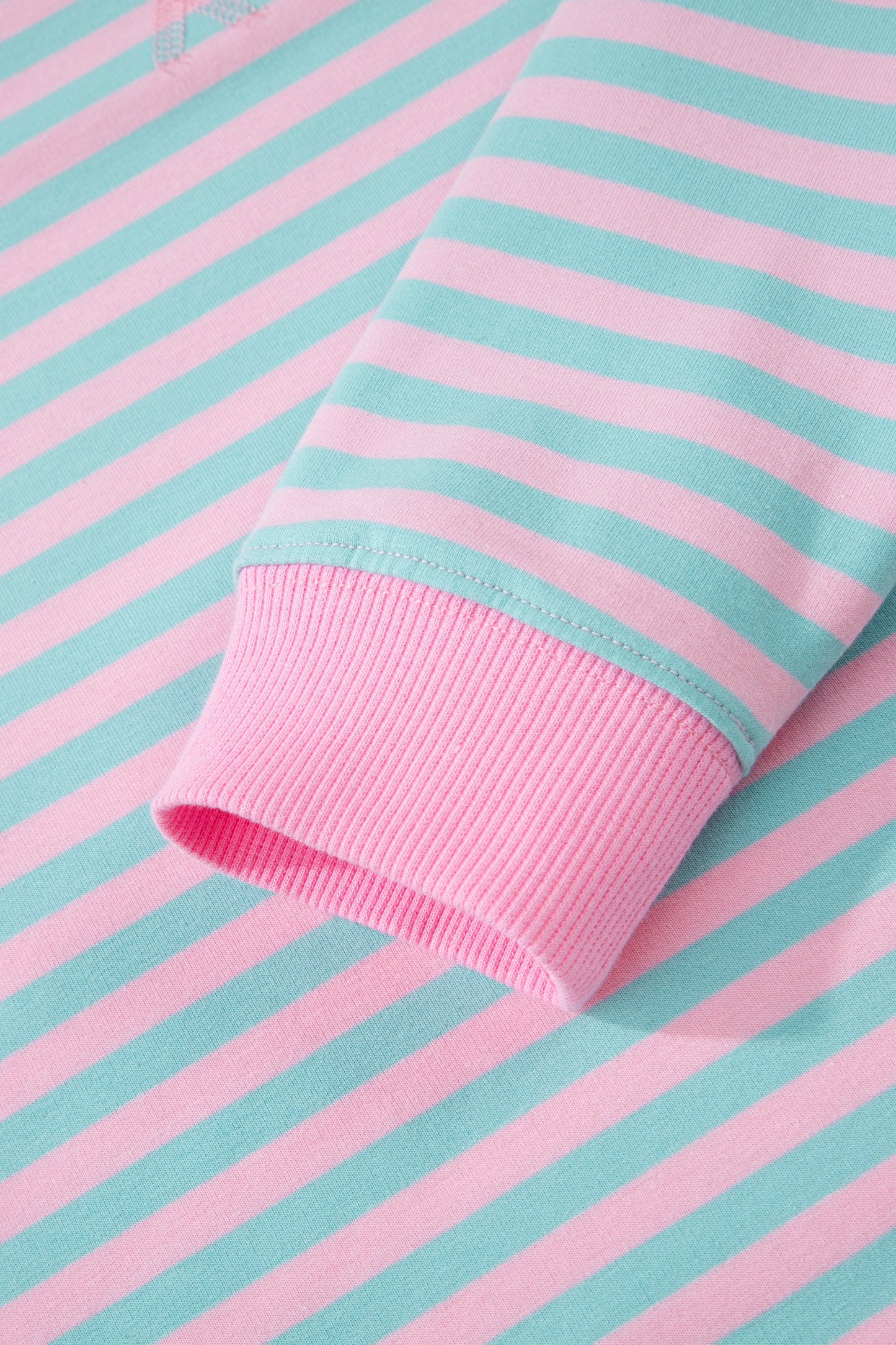 Stripe Color Block Detail Long Sleeve Pullover Elastic Waist Pull On Shorts 2pcs Set