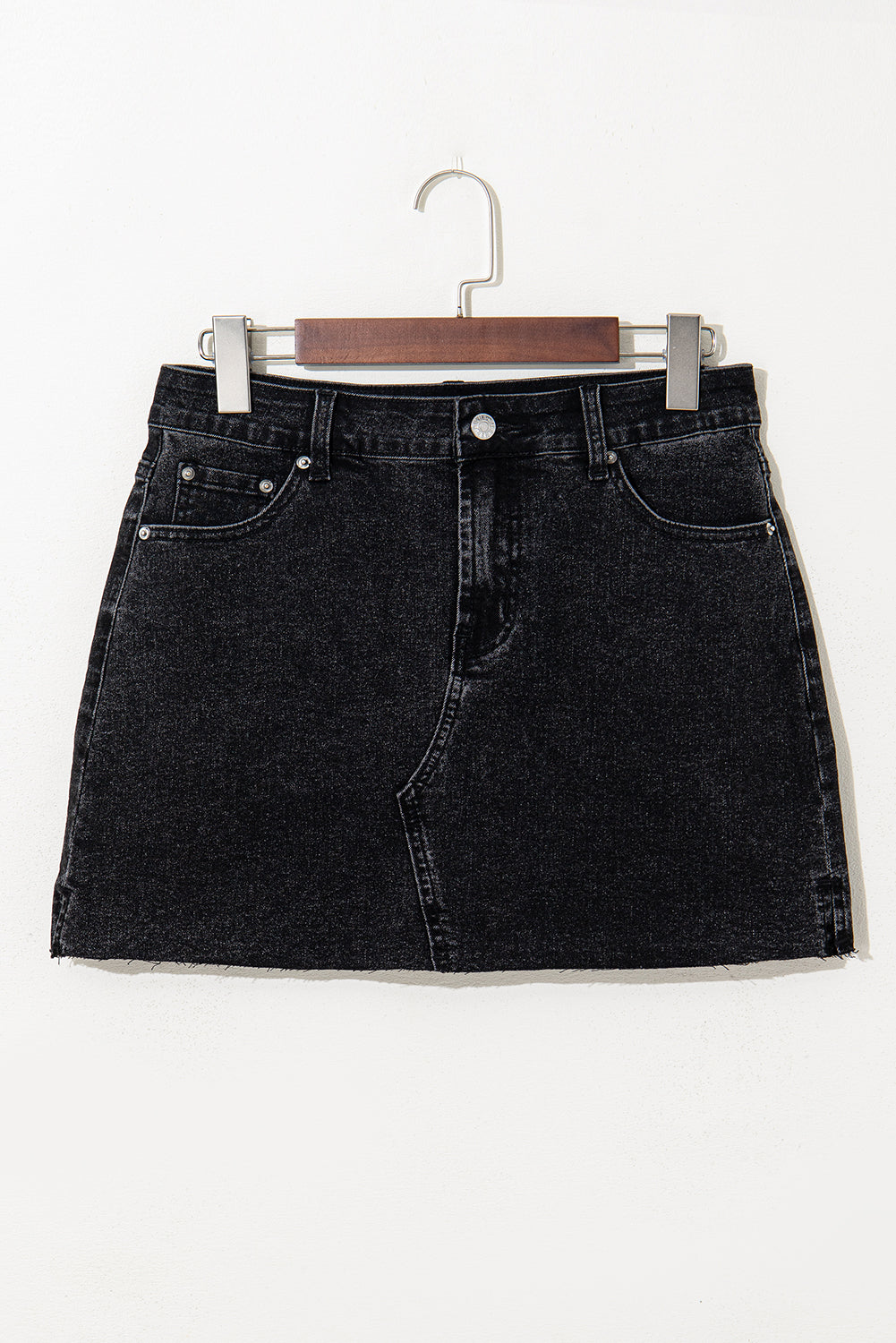 Raw Hem Denim Mini Skirt