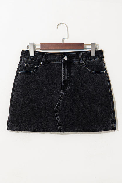Raw Hem Denim Mini Skirt