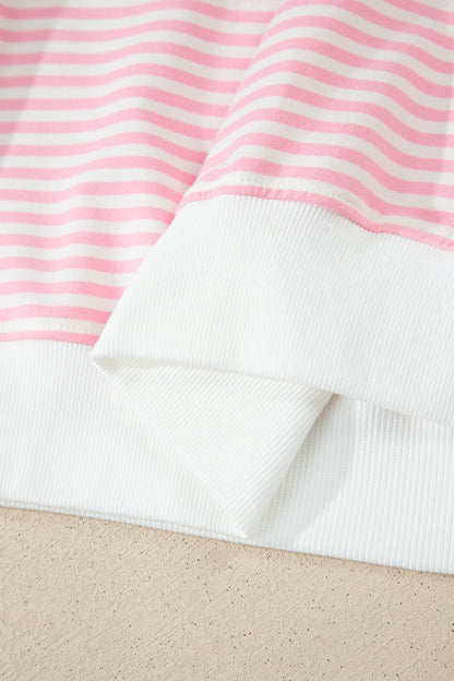 Sky Blue Stripe Oversize Mock Neck Sweatshirt and Shorts Set