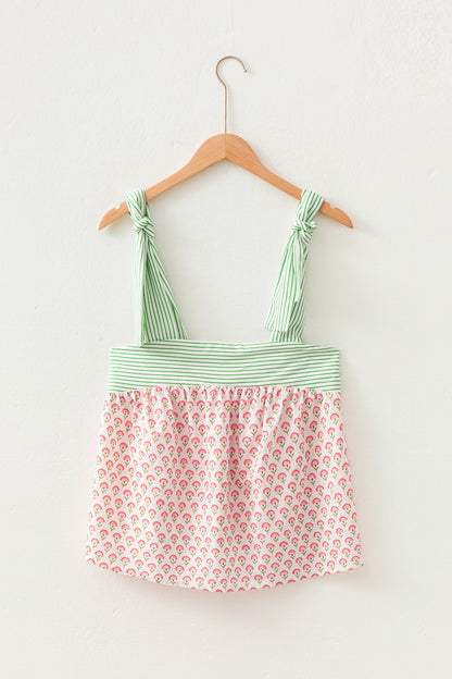 Pink Knot Straps Babydoll Tank Top