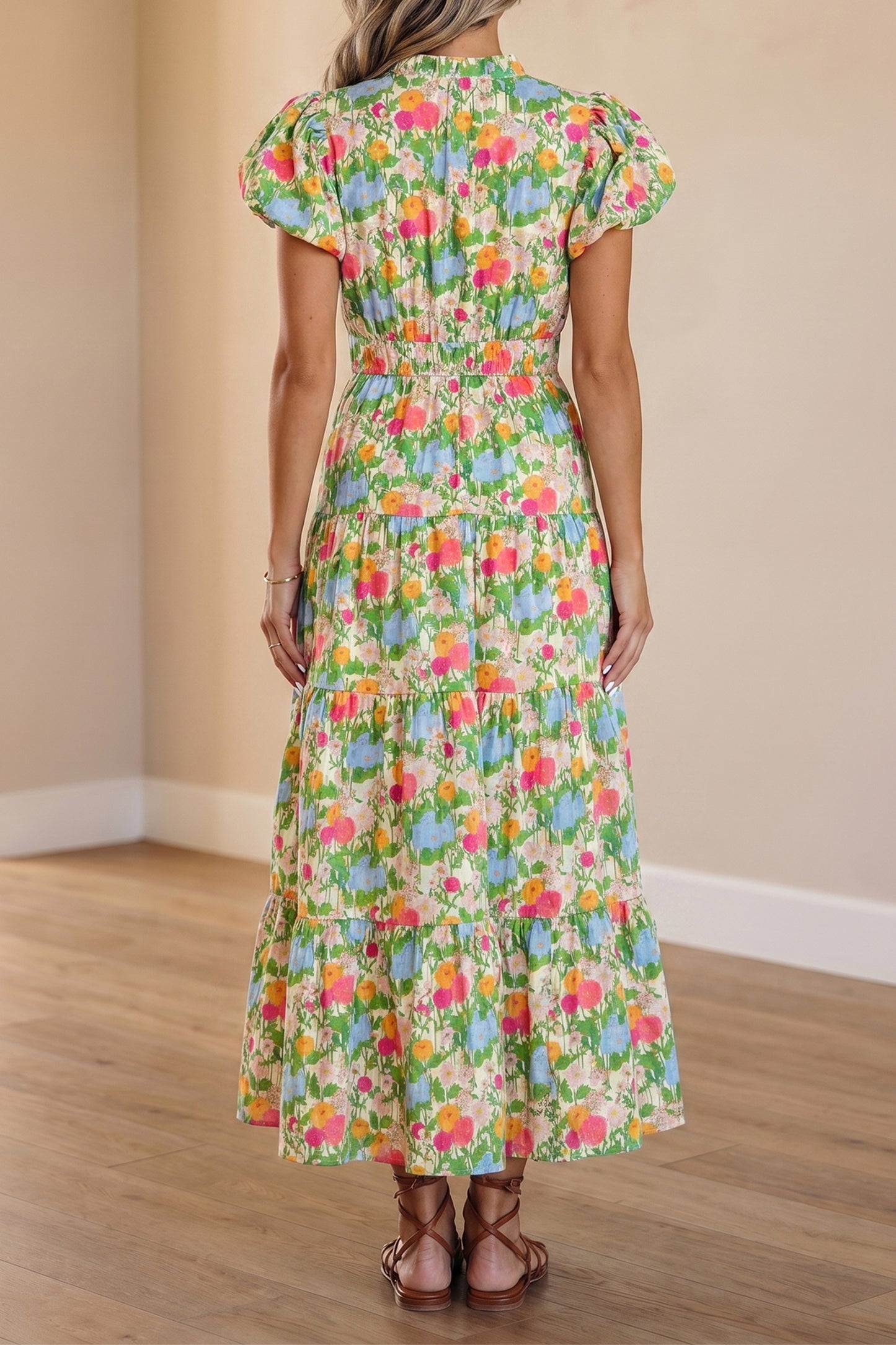 Puff Sleeve Cotton Maxi Dress