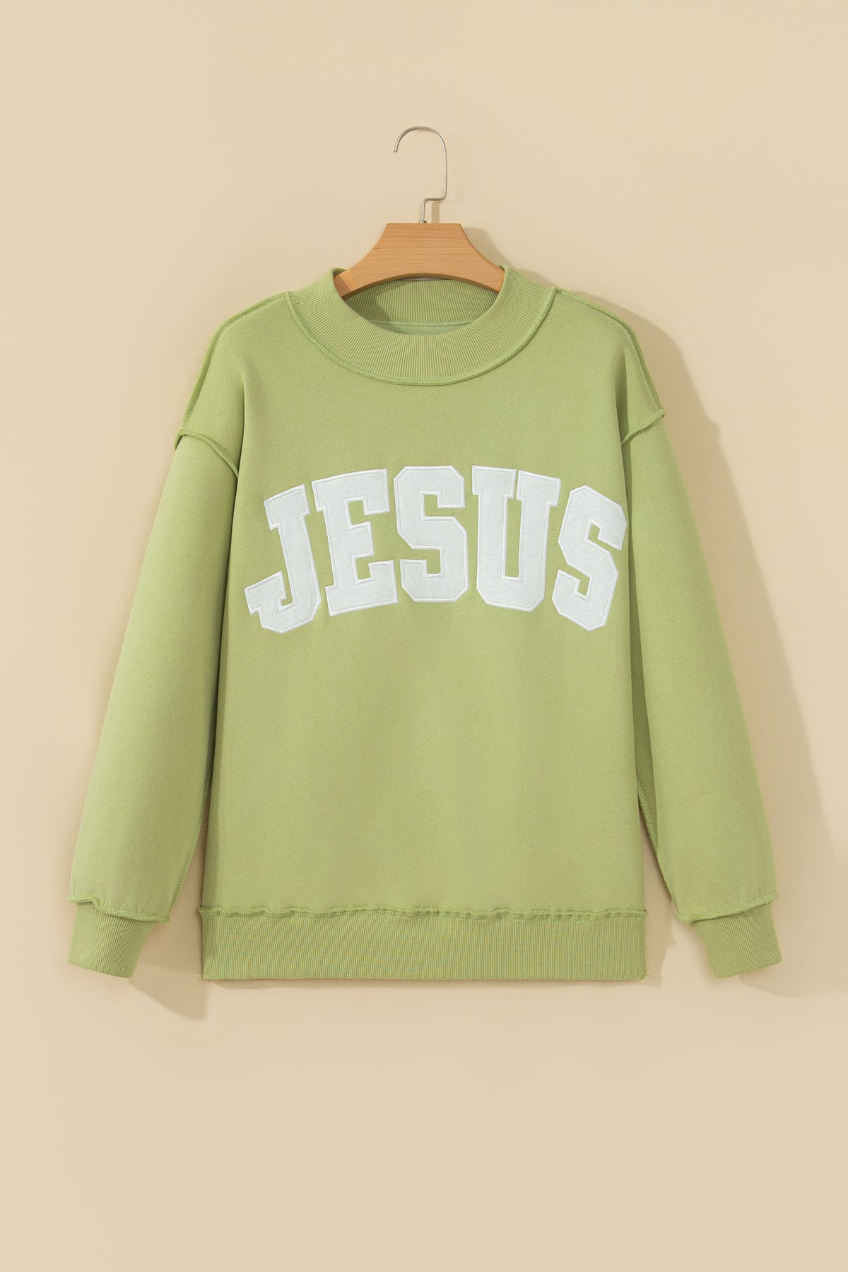 JESUS Exposed Seam Mock Neck Baggy Sweatshirt