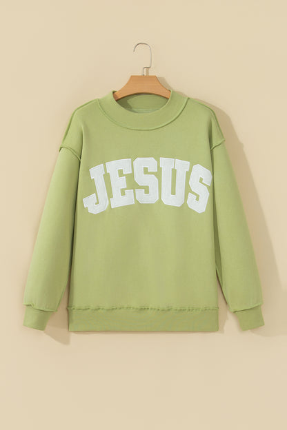 JESUS Exposed Seam Mock Neck Baggy Sweatshirt
