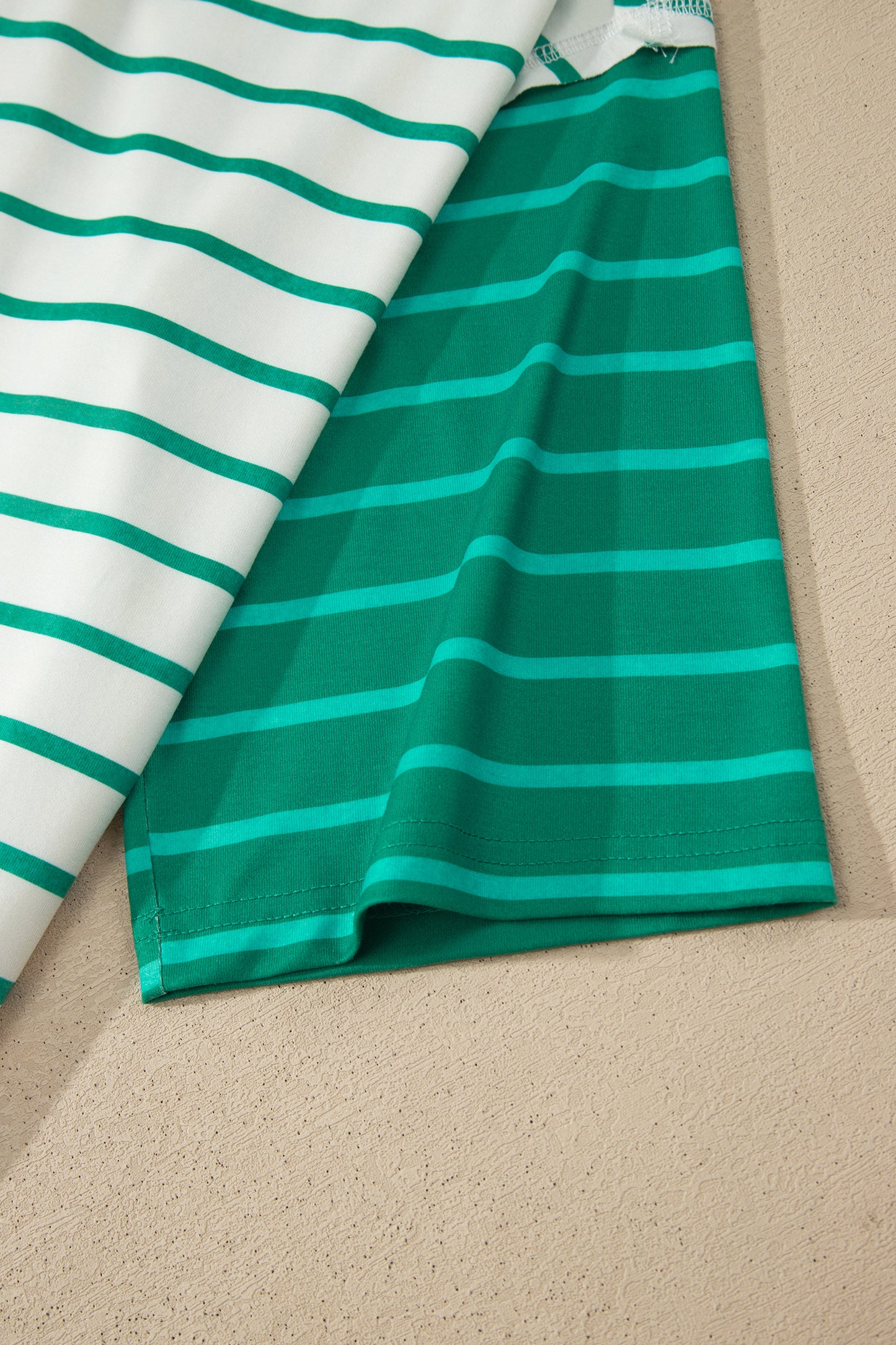 Stripe Colorblock 3/4 Sleeve Loose T Shirt