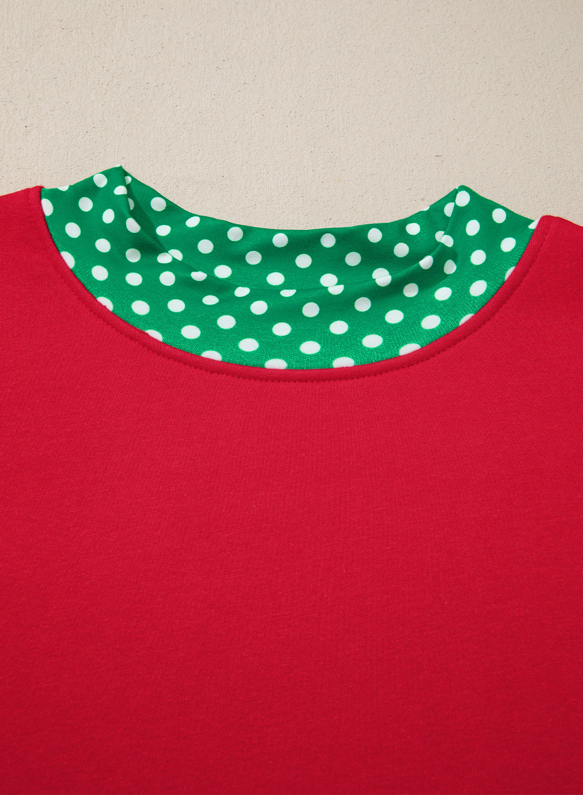 Polka Dot Patchwork Round Neck Plus Size Sweatshirt