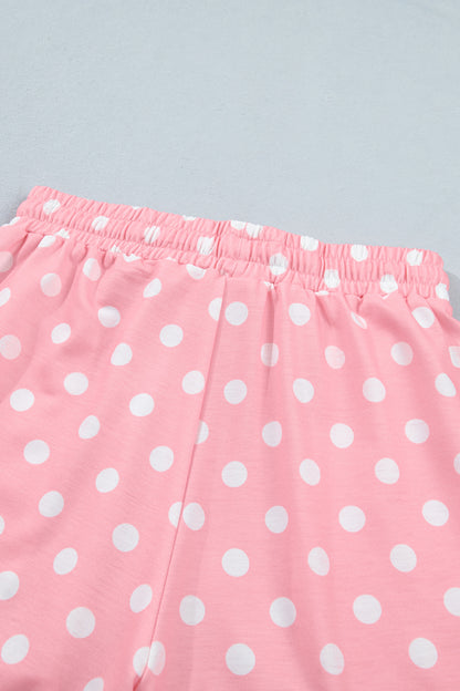 Polka Dot Oversized Top Drawstring Short Set