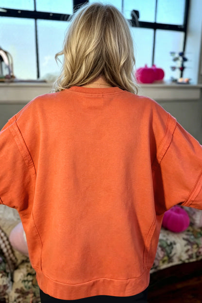 Halloween Witchy Plaid Slogan Embroidered Patch Tunic Sweatshirt