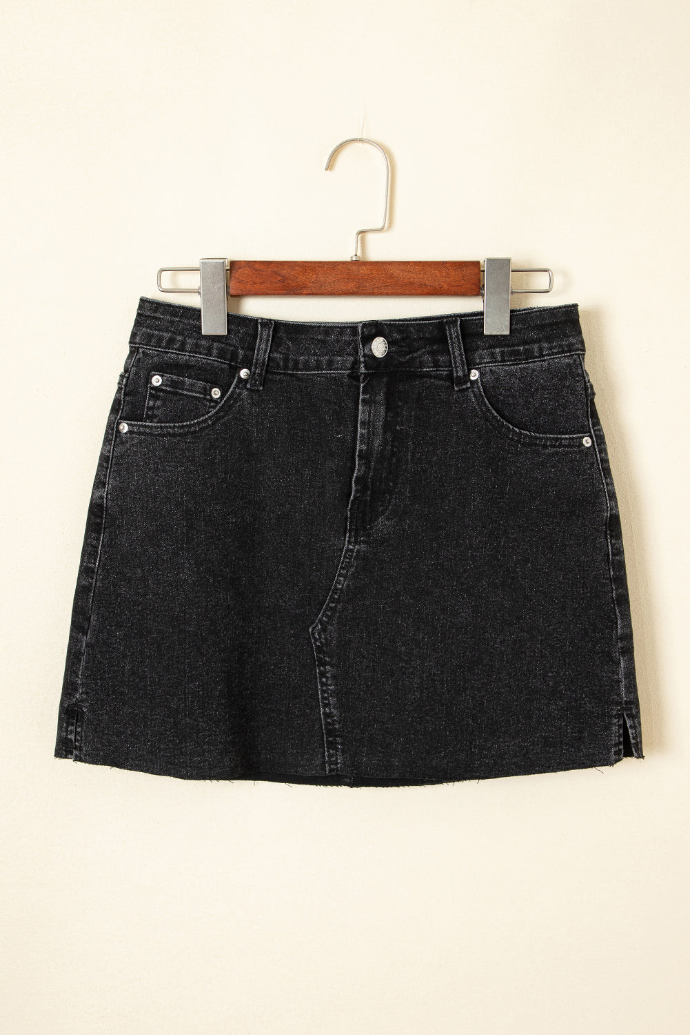 Raw Hem Denim Mini Skirt