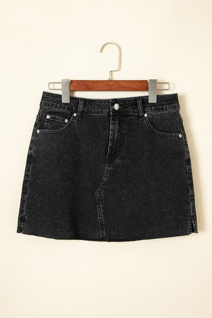 Raw Hem Denim Mini Skirt