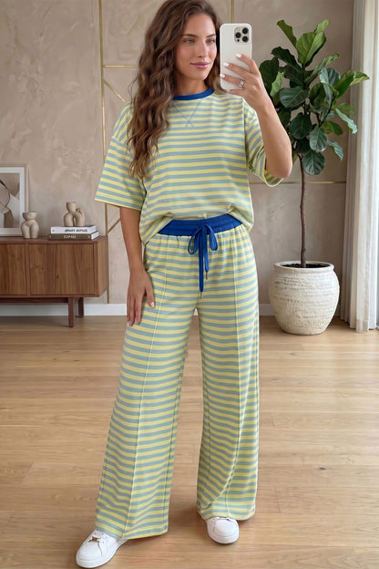 Loose Tee Drawstring Elastic Waist 2pcs Pant Set