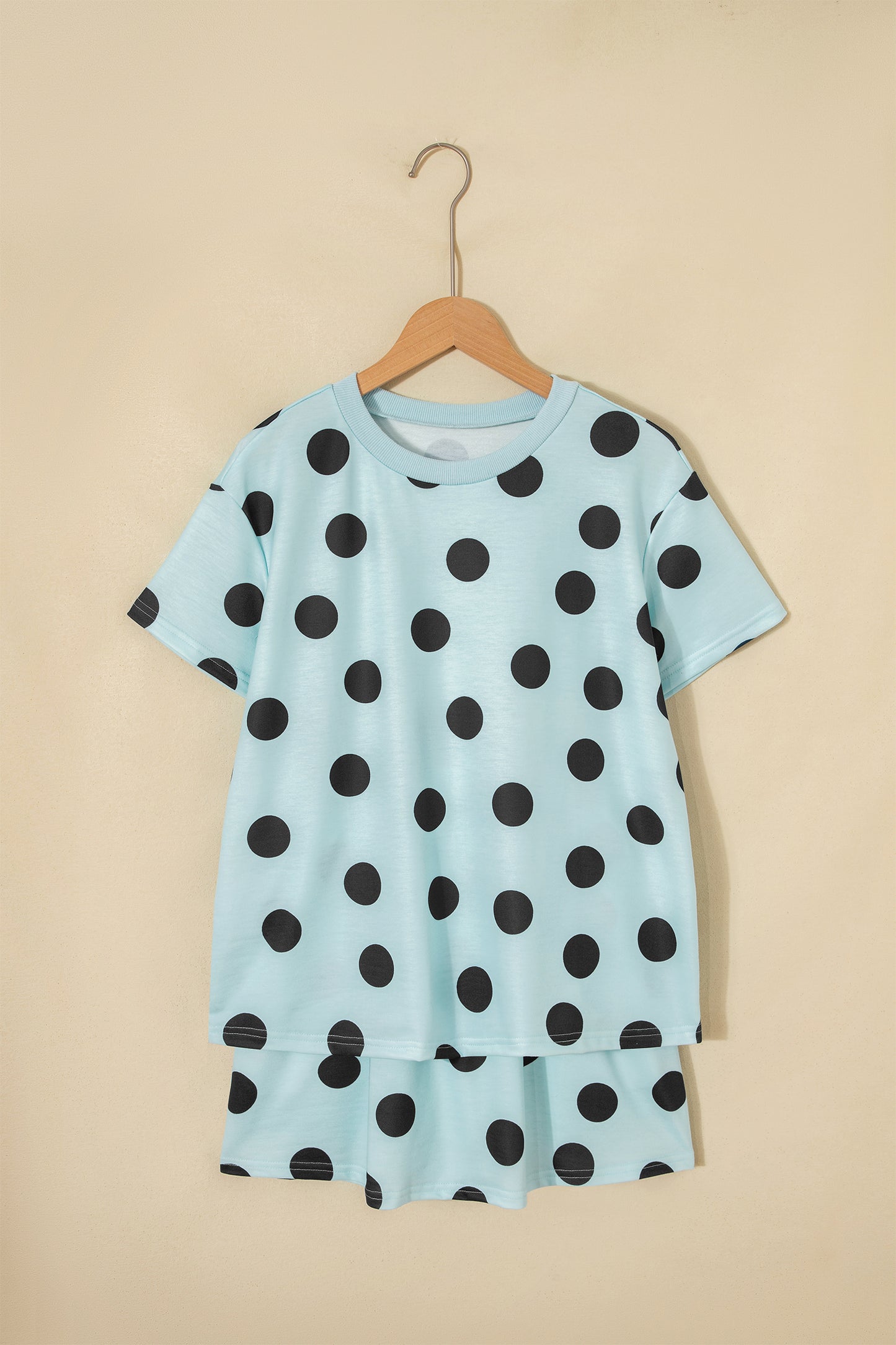 Polka Dot Short Sleeve Top Casual Skort 2pcs Outfit