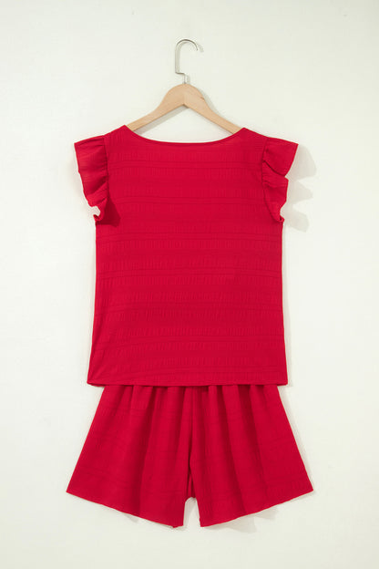Shirred High Waist Shorts Set