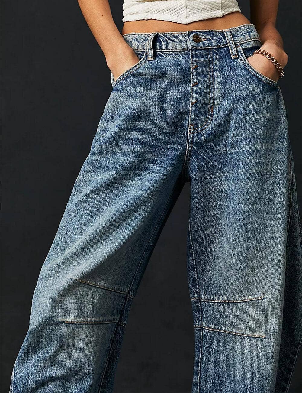 Barrel Babe Mid Rise Wide Leg Jeans