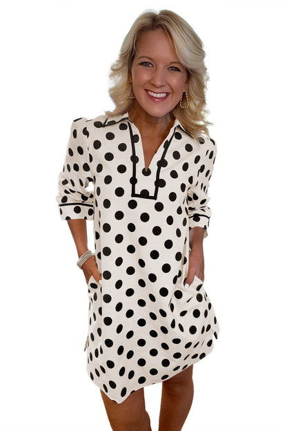 White Polka Dot Mini Dress