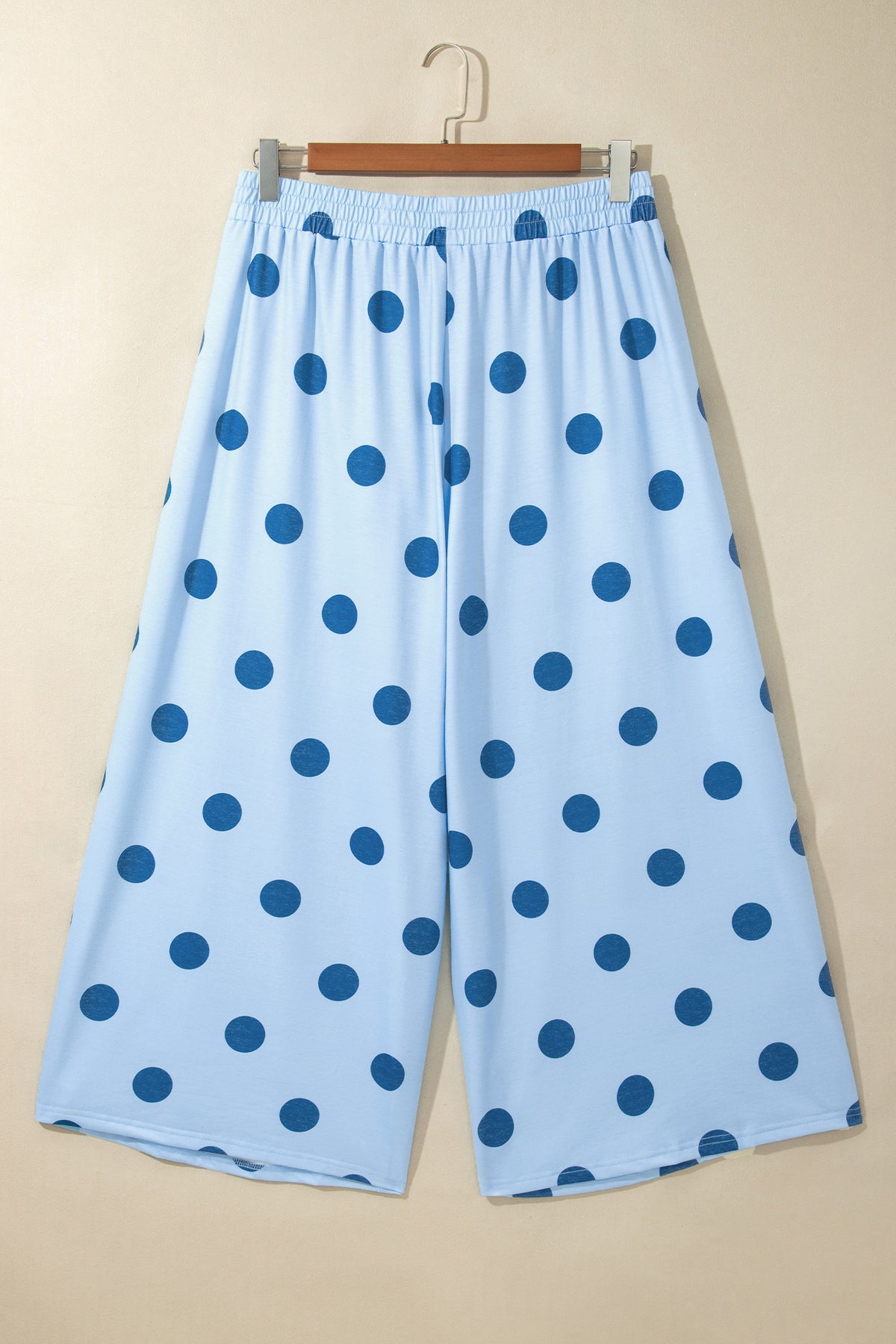 Polka Dot Elastic Waist Wide Leg Plus Size Pants
