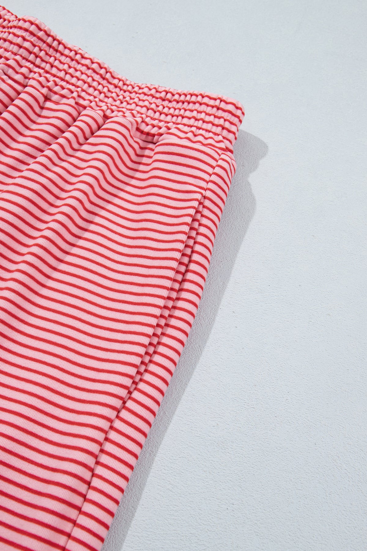 Pink Striped Drop Shoulder Long Sleeve Pant Set