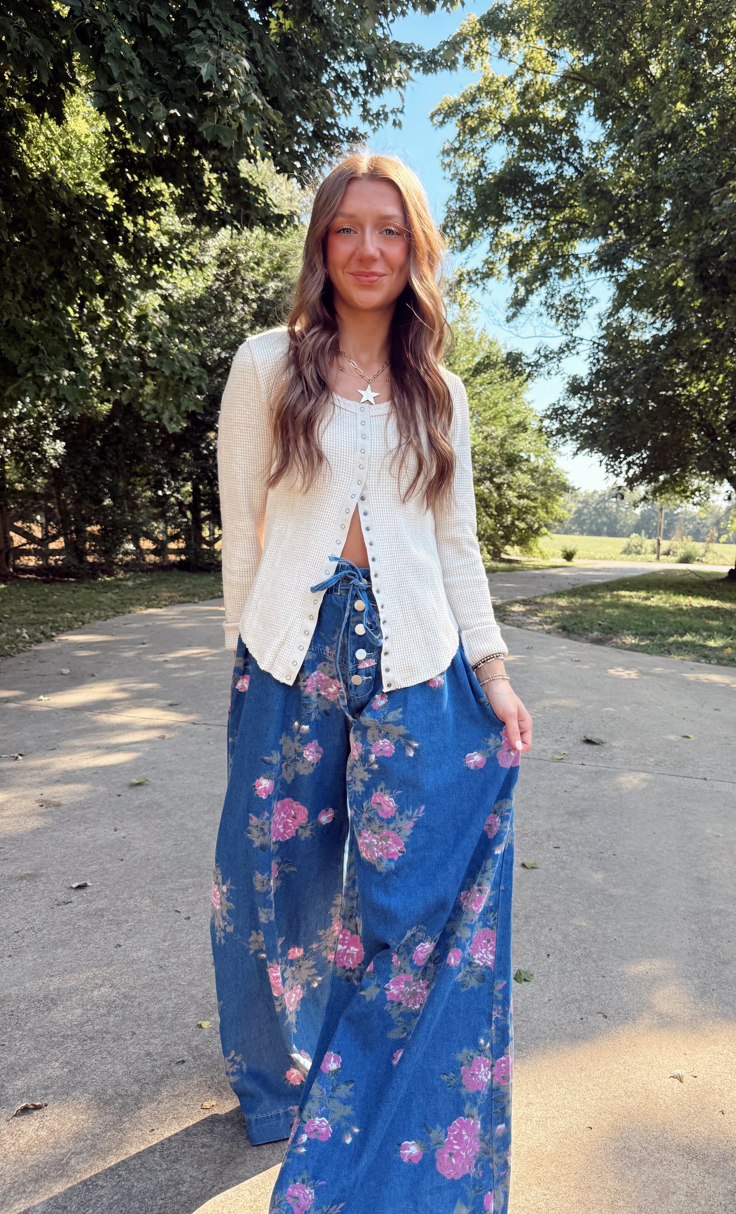 Rose Wide Leg Denim Pants