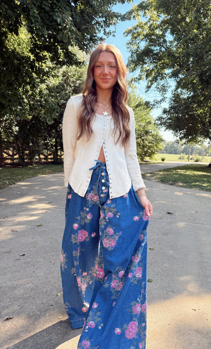 Rose Wide Leg Denim Pants