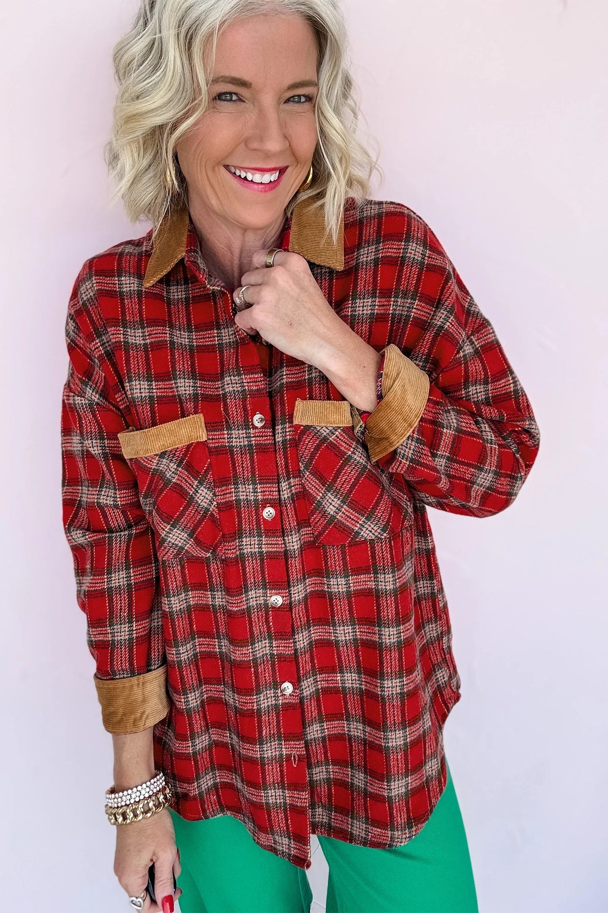 Plaid Color Block Shacket