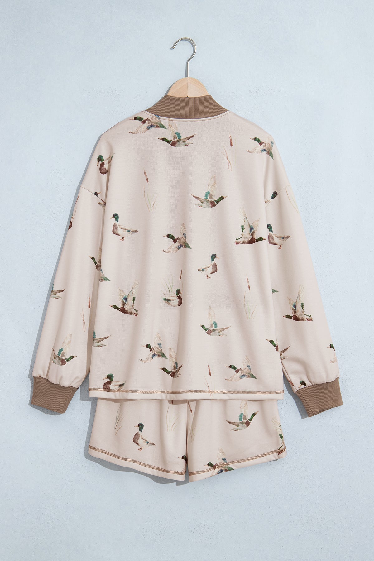 Mallard Print Zip Pullover and Shorts Set